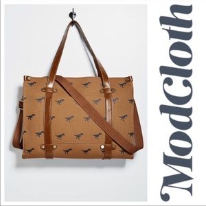 Modcloth Camp Director Zipped Tote Bag T-Rex Dinosaur Print Adjustable Strap